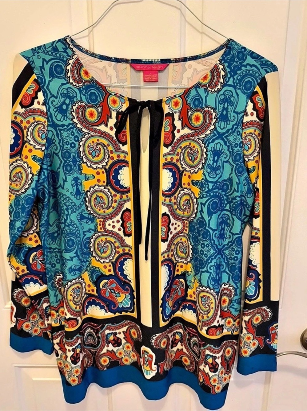 Sunny Leigh Paisley Blouse in Blue & Multicolor Size Large
